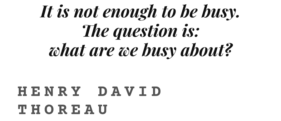 It is not enough to be busy. The question is: what are we busy about?