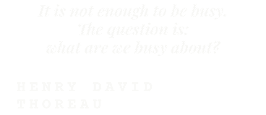It is not enough to be busy. The question is: what are we busy about?