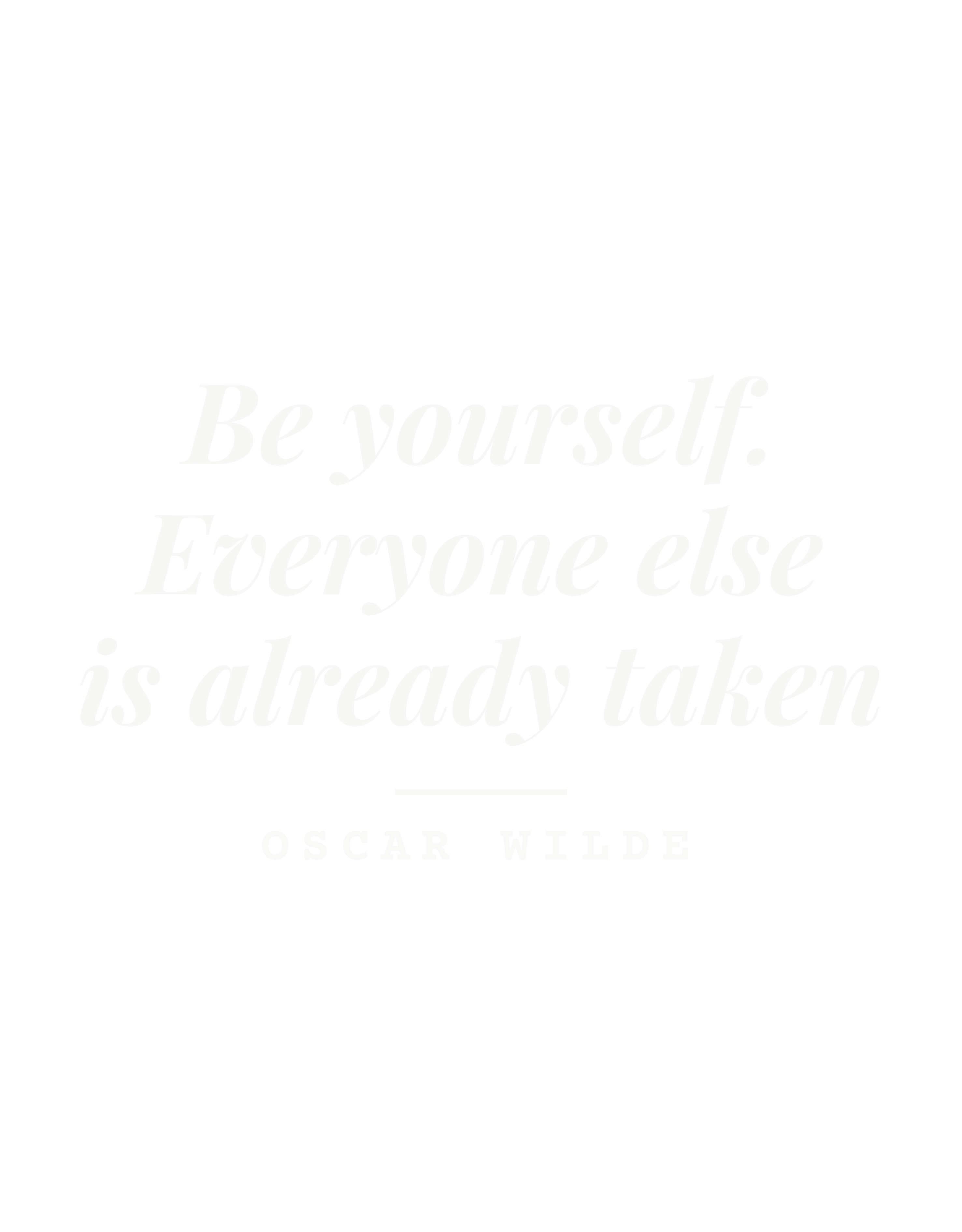 Be yourself. Everyone else is already taken