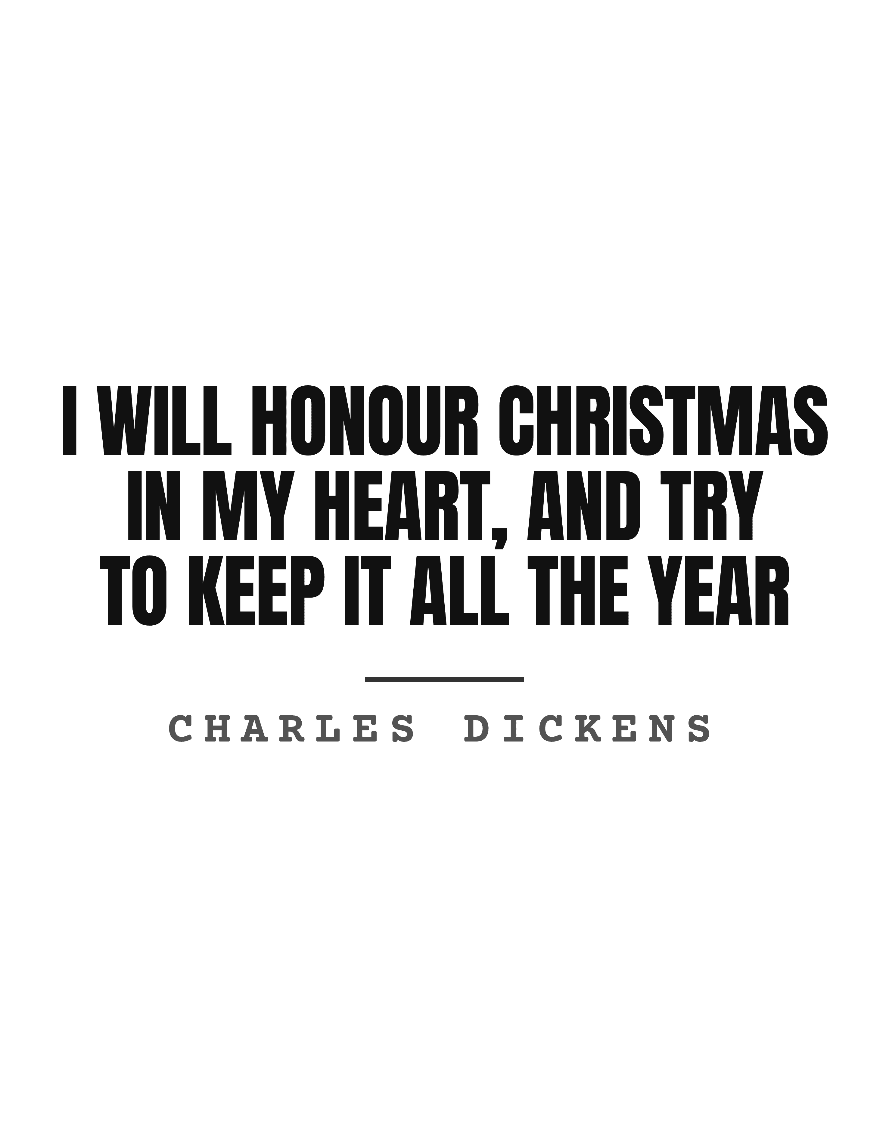 I will honour Christmas in my heart, and try to keep it all the year