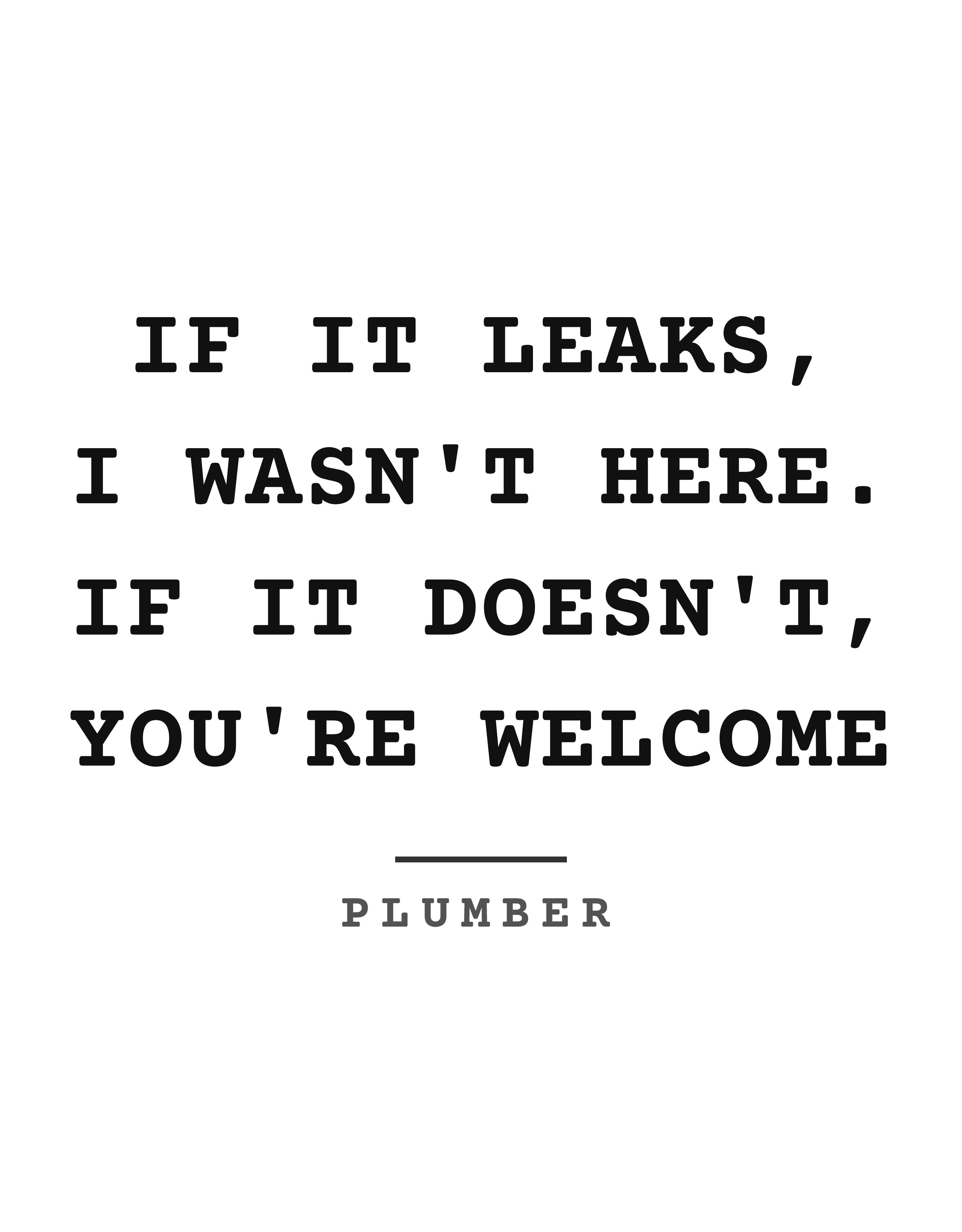 If it leaks, I wasn't here. If it doesn't, you're welcome