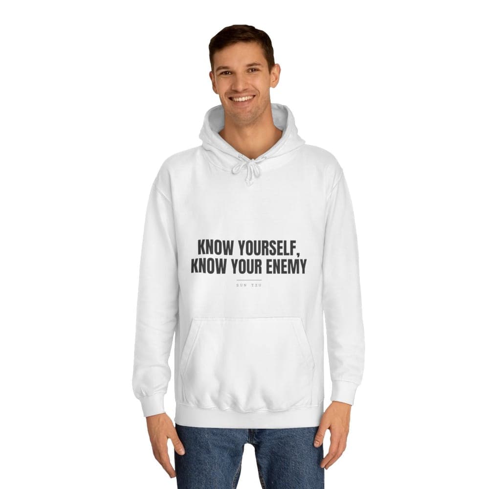 Know yourself, know your enemy — On a hoodie